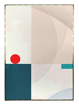 Shop365 Şekiller Krem Mavi Kırmızı Renkler Modern Tablo Çerçeveli P-002439