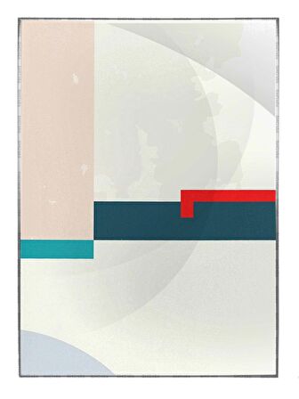 Shop365 Şekiller Krem Mavi Kırmızı Renkler Modern Tablo Çerçeveli P-002440