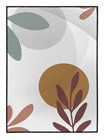 Shop365 Bitki Yapraklar ve Şekiller Modern Tablo Çerçeveli P-002463