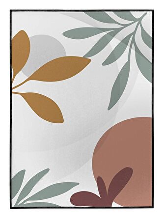 Shop365 Bitki Yapraklar ve Şekiller Modern Tablo Çerçeveli P-002464