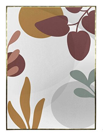 Shop365 Bitki Yapraklar ve Şekiller Modern Tablo Çerçeveli P-002465