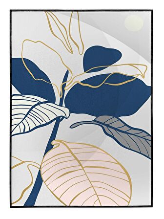 Shop365 Yapraklar ve Şekiller Modern Tablo Çerçeveli P-002500