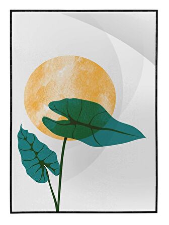 Shop365 Altın Gold Renkli Yapraklar ve Şekiller Modern Tablo Çerçeveli P-002524