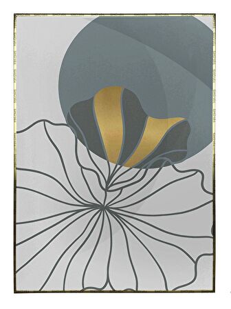 Shop365 Nilüfer Çiçek Karışık Renkler Modern İllüstrasyon Tablo Çerçeveli P-002573