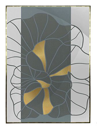 Shop365 Nilüfer Çiçek Karışık Renkler Modern İllüstrasyon Tablo Çerçeveli P-002574