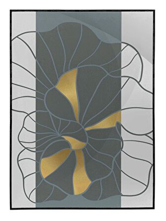 Shop365 Nilüfer Çiçek Karışık Renkler Modern İllüstrasyon Tablo Çerçeveli P-002574