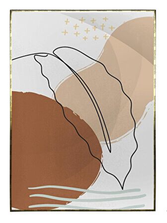 Shop365 Bitki Yapraklar ve Şekiller Modern Tablo Çerçeveli P-002690