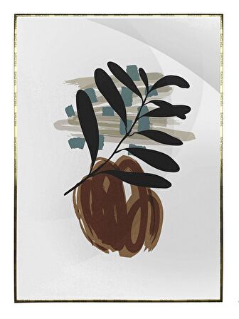 Shop365 Bitki Yapraklar ve Şekiller Modern Tablo Çerçeveli P-002696