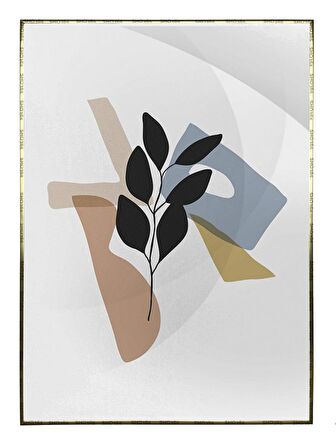 Shop365 Bitki Yapraklar ve Şekiller Modern Tablo Çerçeveli P-002718