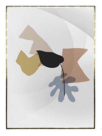 Shop365 Bitki Yapraklar ve Şekiller Modern Tablo Çerçeveli P-002719