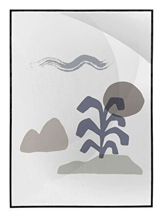 Shop365 Bitki Yapraklar ve Şekiller Modern Tablo Çerçeveli P-002733