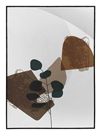 Shop365 Bitki Yapraklar ve Şekiller Modern Tablo Çerçeveli P-002740