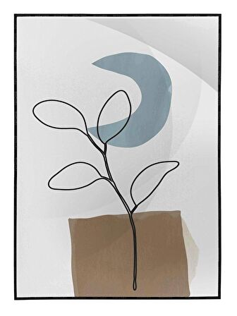 Shop365 Bitki Yapraklar ve Şekiller Modern Tablo Çerçeveli P-002749
