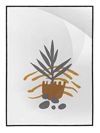 Shop365 Bitki Yapraklar ve Şekiller Modern Tablo Çerçeveli P-002769