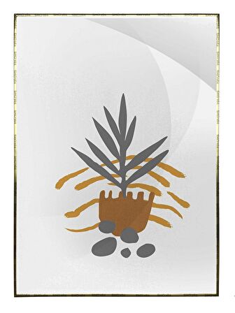 Shop365 Bitki Yapraklar ve Şekiller Modern Tablo Çerçeveli P-002769