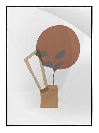 Shop365 Bitki Yapraklar ve Şekiller Modern Tablo Çerçeveli P-002774