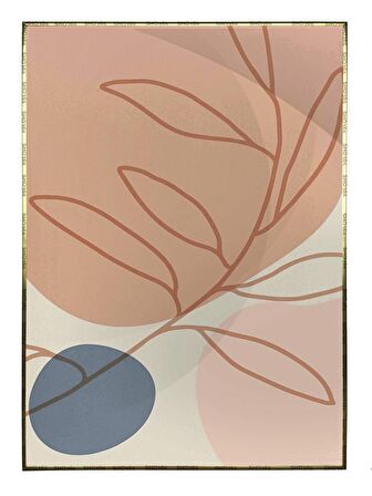 Shop365 Bitki Yapraklar ve Şekiller Modern Tablo Çerçeveli P-002785