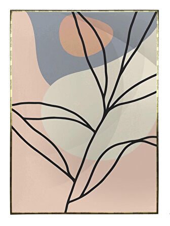 Shop365 Bitki Yapraklar ve Şekiller Modern Tablo Çerçeveli P-002788