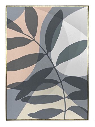 Shop365 Bitki Yapraklar ve Şekiller Modern Tablo Çerçeveli P-002796