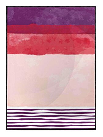 Shop365 Fırça Darbeleri Mor Kırmızı Krem Renkler Modern Tablo Çerçeveli P-002820