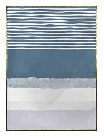 Shop365 Fırça Darbeleri Mavi Okyanus Renkler Modern Tablo Çerçeveli P-002831