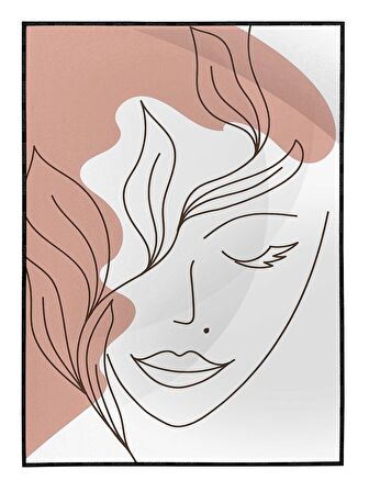 Shop365 Kadın Çizim ve Doğa Dekoratif Modern Tablo Çerçeveli P-002834