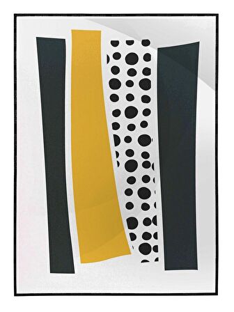 Shop365 Şekiller ve Turuncu Beyaz Yeşil Renkler Modern Tablo Çerçeveli P-002859