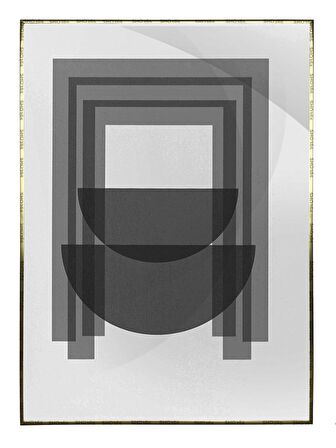 Shop365 Güneş ve Ay Şekilleri Gri Tonlar Modern Tablo Çerçeveli P-002864