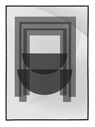 Shop365 Güneş ve Ay Şekilleri Gri Tonlar Modern Tablo Çerçeveli P-002864