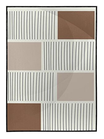 Shop365 Toprak Renk Tonları Şekil Tasarım Modern Tablo Çerçeveli P-002920