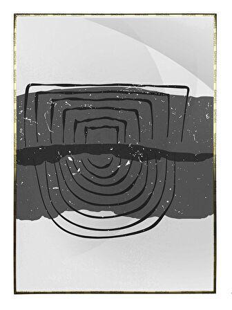 Shop365 Şekiller ve Çizgiler Gri Siyah Renkler Modern Dekoratif Tablo Çerçeveli P-002948