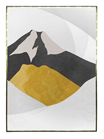 Shop365 Dağ Manzara ve Altın Tonları Modern Tablo Çerçeveli P-002962