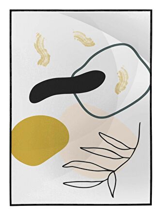 Shop365 Bitki Yapraklar ve Şekiller Modern Tablo Çerçeveli P-002977