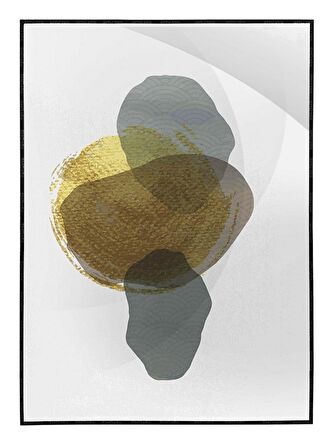 Shop365 Altın Gold Şekiller Modern Dekoratif Tablo Çerçeveli P-002989