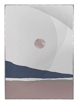 Shop365 Güneş Ay Gökyüzü ve Dağ Manzara Sulu Boya Efektli Tablo Çerçeveli P-003005