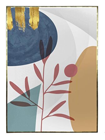 Shop365 Bitki Yapraklar ve Şekiller Modern Tablo Çerçeveli P-003044