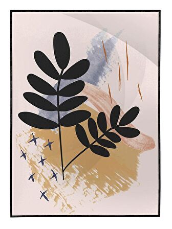 Shop365 Yapraklar ve Şekiller Modern Tablo Çerçeveli P-003101