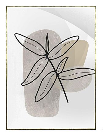 Shop365 Yapraklar ve Şekiller Modern Tablo Çerçeveli P-003105