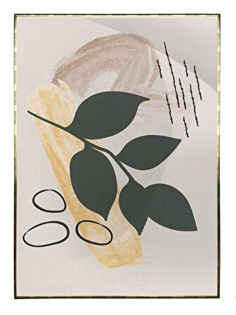 Shop365 Yapraklar ve Şekiller Modern Tablo Çerçeveli P-003107