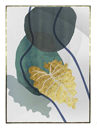 Shop365 Yapraklar ve Şekiller Modern Tablo Çerçeveli P-003143