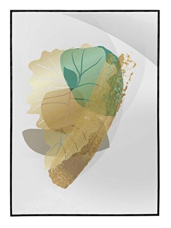 Shop365 Bitki Yapraklar ve Şekiller Modern Tablo Çerçeveli P-003169