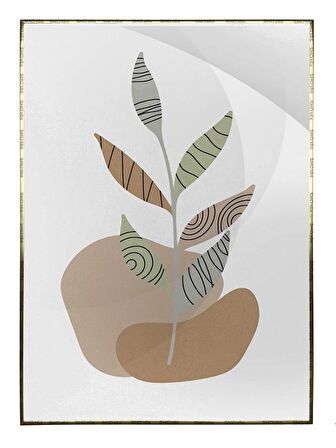 Shop365 Doğa Bitkiler Suluboya Görünümlü Modern Tablo Çerçeveli P-003186