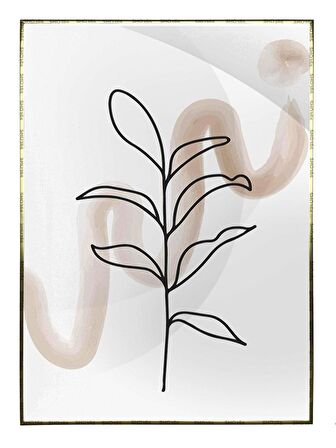 Shop365 Yapraklar ve Şekiller Modern Tablo Çerçeveli P-003256