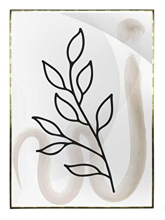 Shop365 Yapraklar ve Şekiller Modern Tablo Çerçeveli P-003258