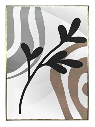 Shop365 Yapraklar ve Şekiller Modern Tablo Çerçeveli P-003260