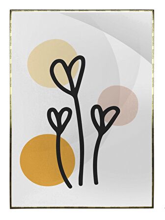 Shop365 Yapraklar ve Şekiller Modern Tablo Çerçeveli P-003271
