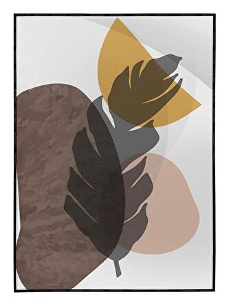 Shop365 Yapraklar ve Şekiller Modern Tablo Çerçeveli P-003277