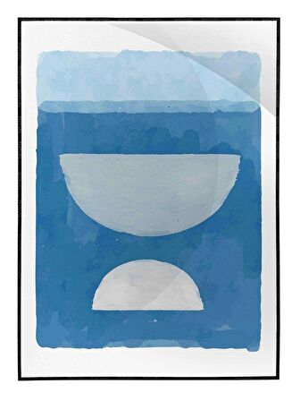 Shop365 Şekiller Açık Mavi Renkler Modern Tablo Çerçeveli P-003310