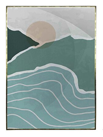 Shop365 Dağ Manzara Mavi Tonlar Modern Tablo Çerçeveli P-003317