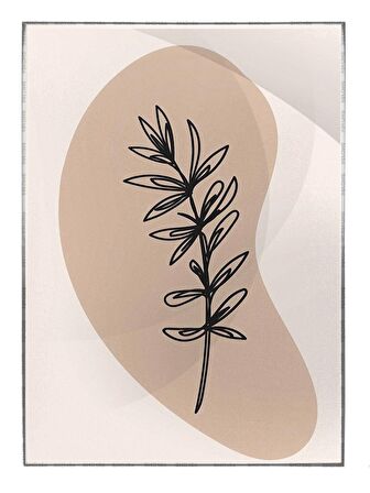 Shop365 Yapraklar ve Şekiller Karışık Renkler Modern İllüstrasyon Tablo Çerçeveli P-003333